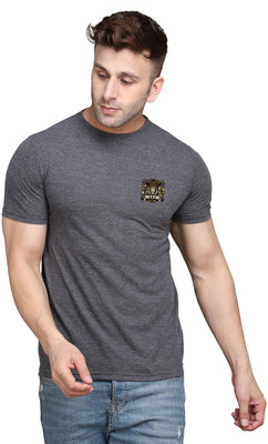tfurnish Printed Men Round Neck Grey T-Shirt
