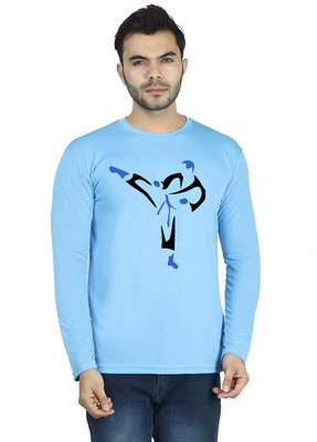 LV CARE Printed Men Round Neck Blue T-Shirt