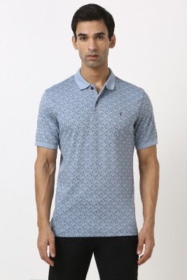 VAN HEUSEN Printed Men Polo Neck Blue T-Shirt