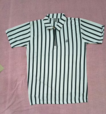 VIMALCLOTH Striped Men Round Neck Black T-Shirt