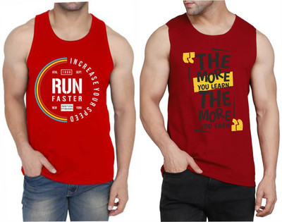 WOOSTRO Printed, Typography Men Scoop Neck Red, Maroon T-Shirt