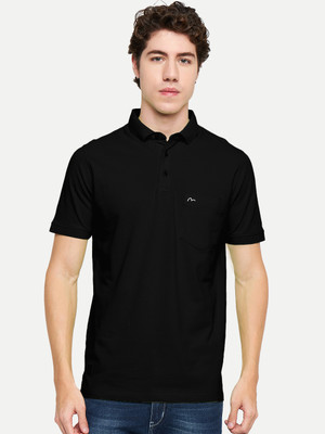 Mudo Solid Men Polo Neck Black T-Shirt