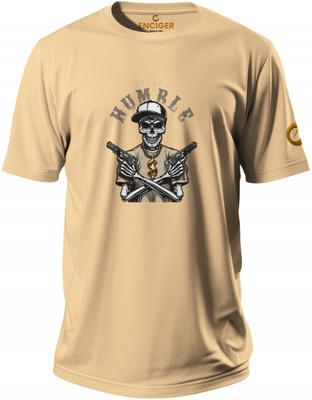 Enciger Graphic Print Men Round Neck Beige T-Shirt