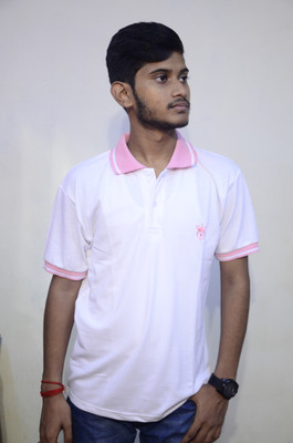 BARONIAL Solid Men Polo Neck White T-Shirt