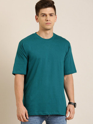 DIFFERENCE OF OPINION Solid Men Round Neck Green T-Shirt