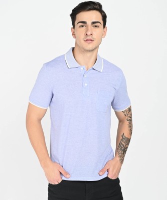 defacto Solid Men Polo Neck Purple T-Shirt