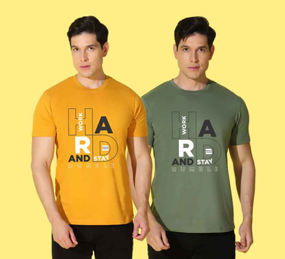 WOOSTRO Printed Men Round Neck Multicolor T-Shirt