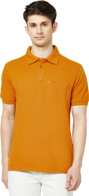 Hiflyers Solid Men Polo Neck Yellow T-Shirt
