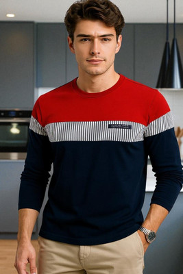 Autna Colorblock Men Round Neck Red T-Shirt