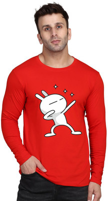 SLOWLORIS Printed Men Round Neck Red T-Shirt