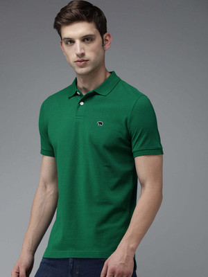 THE BEAR HOUSE Solid Men Polo Neck Green T-Shirt