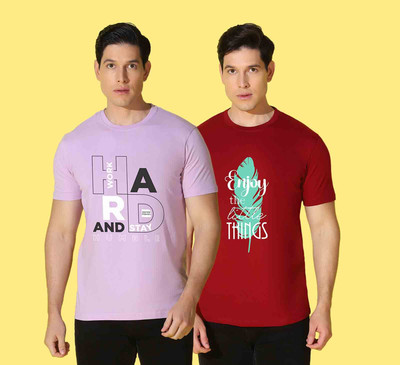 WOOSTRO Printed Men Round Neck Multicolor T-Shirt