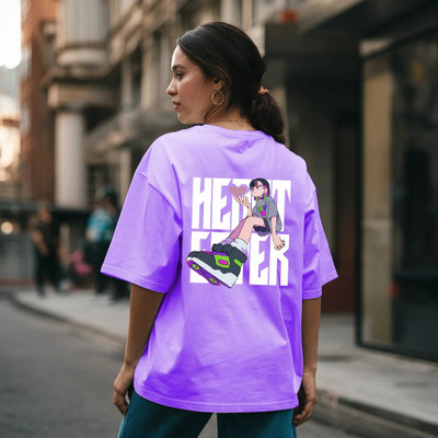 HouseOfCommon Graphic Print Women Round Neck Purple T-Shirt