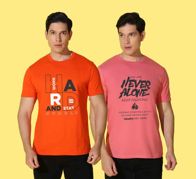 WOOSTRO Printed Men Round Neck Multicolor T-Shirt