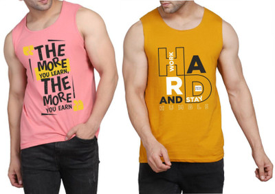 Restore Typography Men Round Neck Pink, Brown, Multicolor T-Shirt