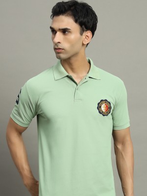 Westman Solid Men Polo Neck Light Green T-Shirt