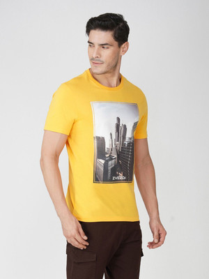 Zvezda Printed Men Round Neck Yellow T-Shirt