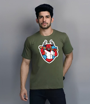 FASHNET FASHION Printed Men Round Neck Green T-Shirt