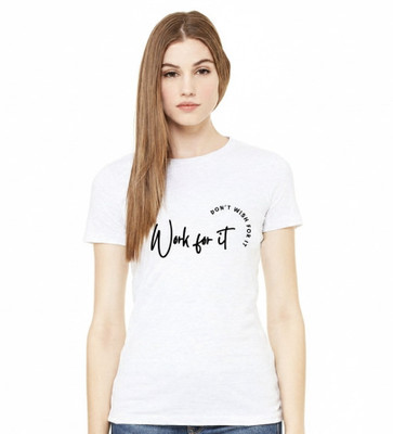 manavgifts Typography Women Round Neck White T-Shirt