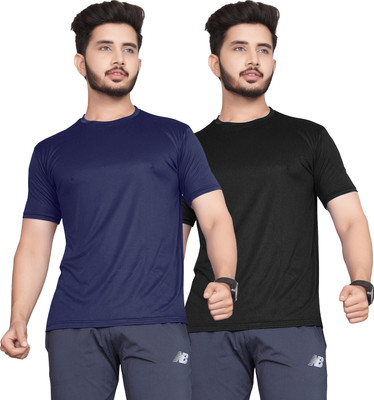 Hookstep Solid Men Round Neck Multicolor T-Shirt