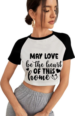 Neel fashio Printed Women Round Neck Black, Grey T-Shirt