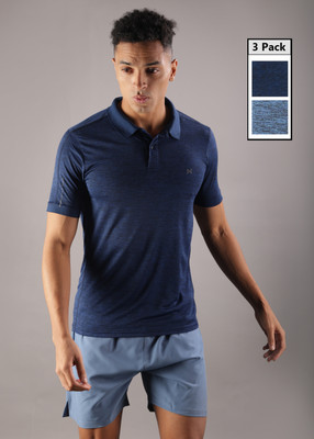 Force NXT Solid Men Polo Neck Multicolor T-Shirt