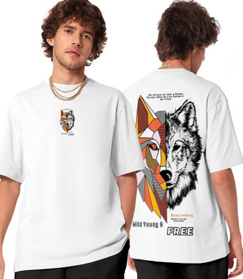 ShahaClothing Printed Men Round Neck White T-Shirt