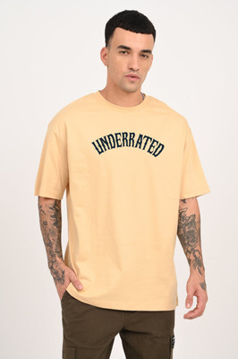 LazyGreg Graphic Print Men Round Neck Beige T-Shirt