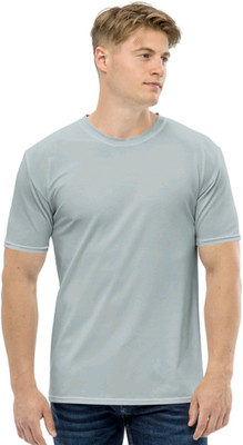 FUNKARI Solid Men Round Neck Grey T-Shirt