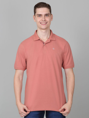CANTABIL Solid Men Polo Neck Pink T-Shirt