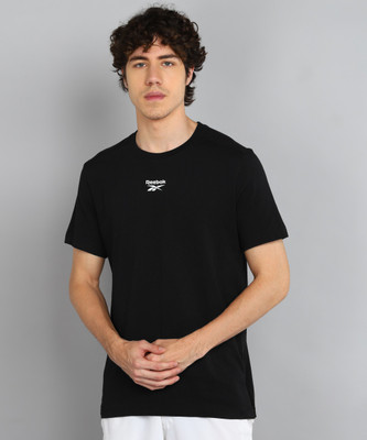 REEBOK Solid Men Round Neck Black T-Shirt