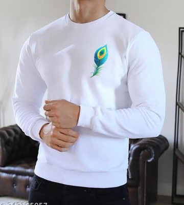 Bhrosa Solid Men Round Neck White T-Shirt
