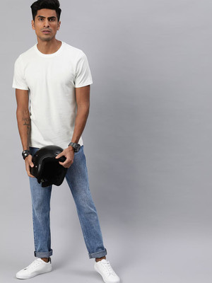 OrrganicChics Solid Men Round Neck White T-Shirt