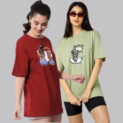PicPok Printed Women Round Neck Multicolor T-Shirt