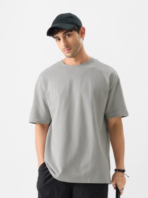 The Souled Store Solid Men Round Neck Grey T-Shirt