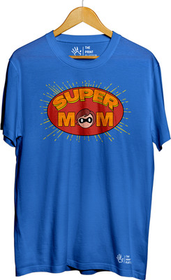 THE PRINT PLATTER Graphic Print Women Round Neck Blue T-Shirt