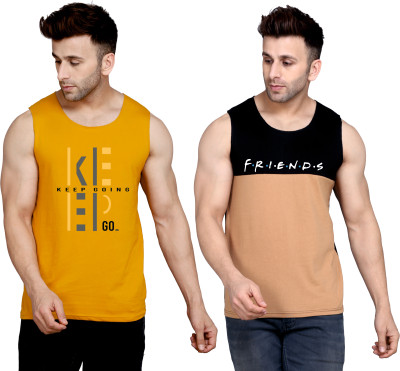 SLOWLORIS Graphic Print Men Round Neck Black, Beige T-Shirt