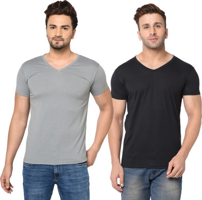 Tresna Trending Solid Men V Neck Multicolor T-Shirt
