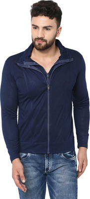 Tresna Trending Solid Men Polo Neck Dark Blue T-Shirt