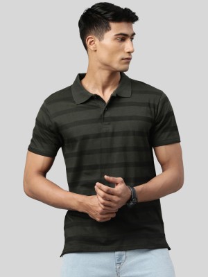 Kryptic Printed Men Polo Neck Green T-Shirt