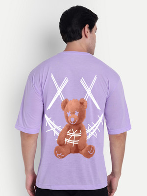 Manlino Graphic Print Men Round Neck Purple T-Shirt