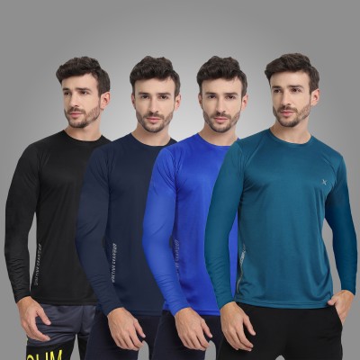 FTX Solid Men Round Neck Multicolor T-Shirt