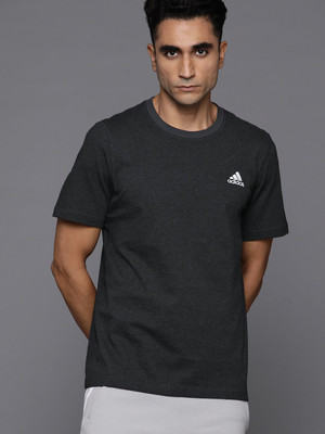 ADIDAS Solid Men Round Neck Black T-Shirt