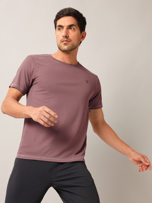 TECHNOSPORT Solid Men Round Neck Red T-Shirt