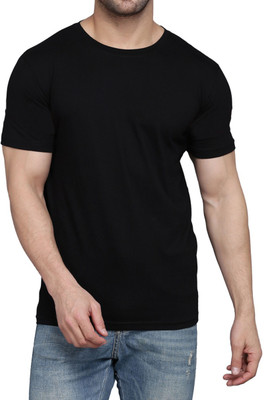 WOOSTRO Solid Men Round Neck Black T-Shirt