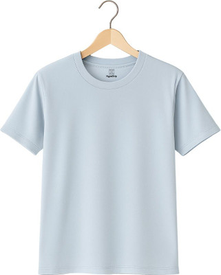 HypeDrip Solid Men Round Neck Light Blue T-Shirt