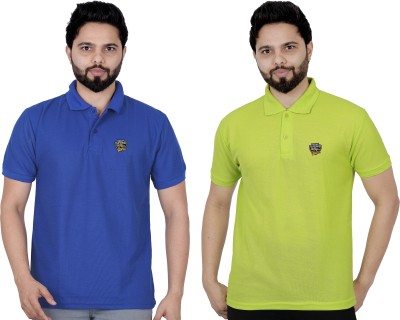 La Milano Solid Men Polo Neck Light Green, Blue T-Shirt