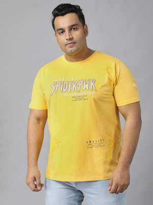 XMEX Graphic Print Men Round Neck Yellow T-Shirt