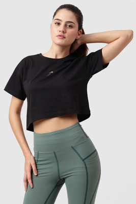 FuaarK Solid Women Round Neck Black T-Shirt