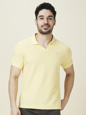 BEING HUMAN Printed Men Polo Neck Yellow T-Shirt